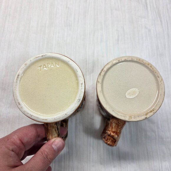 Vintage German Style Beer Stein Men Drinking Small Porcelain Mugs Set of 2 - Picture 8 of 8